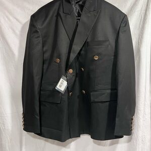 French Crown Black Double-Breasted Blazer with Gold Buttons size‎ 42